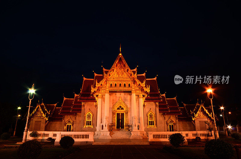 亚洲，大理石寺庙(Wat Benchamabophit)，曼谷，泰国。